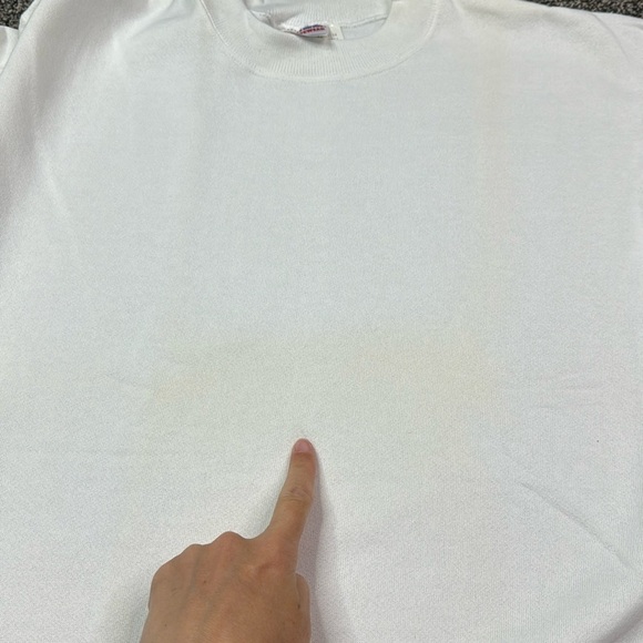 Vintage Hanes White Crewneck Sweatshirt 80s Large - Picture 9 of 10